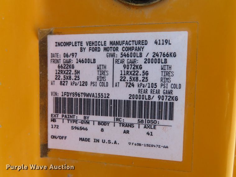 image for item DE3475 1998 Ford Louisville dump truck