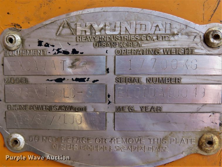 image for item DE8199 1995 Hyundai Robex 180LC-3 excavator