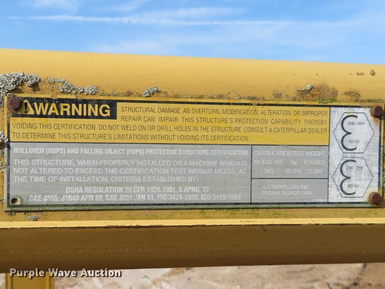 image for item DE8200 1993 Caterpillar 963 track loader