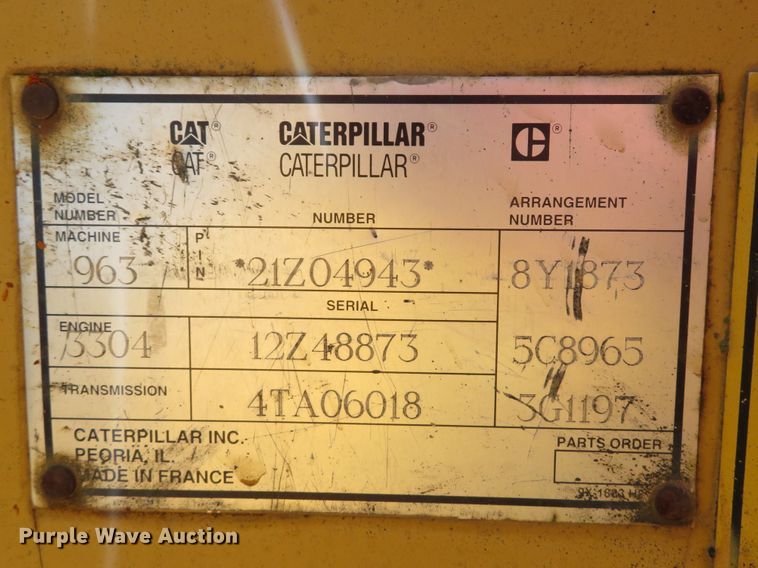 image for item DE8200 1993 Caterpillar 963 track loader