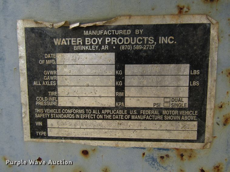 image for item DG1343 2007 Water Boy Products frac tank trailer