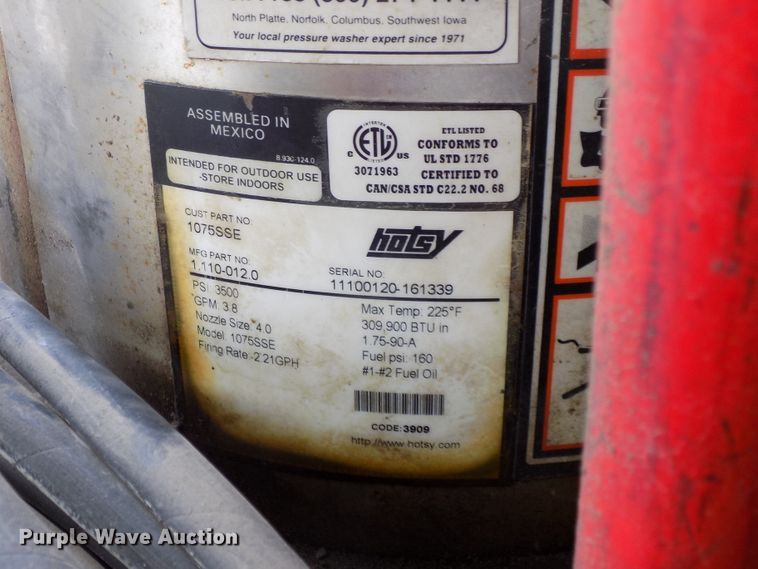 image for item DO9472 Hotsy 1075SSE pressure washer