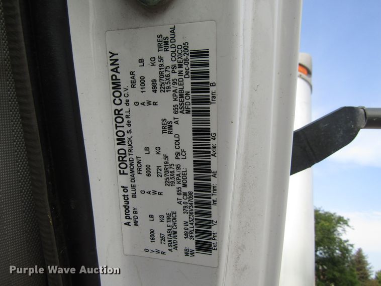 image for item EU9749 2006 Ford LCF450 box truck