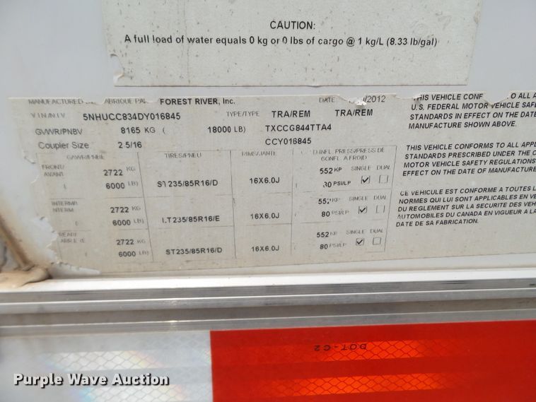 image for item FL9250 2013 Forest River enclosed trailer