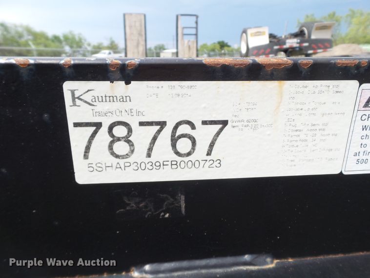 image for item FL9253 2015 Kaufman equipment trailer