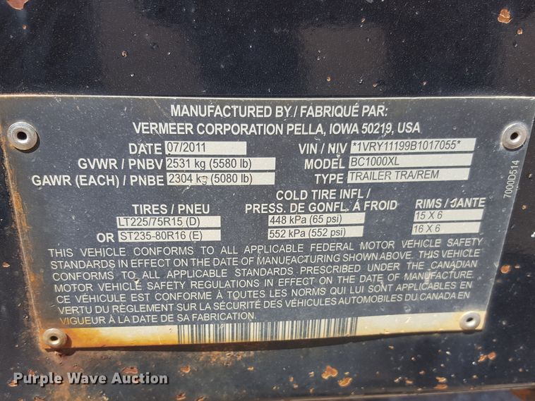 image for item FL9261 2011 Vermeer BC1000XL wood chipper