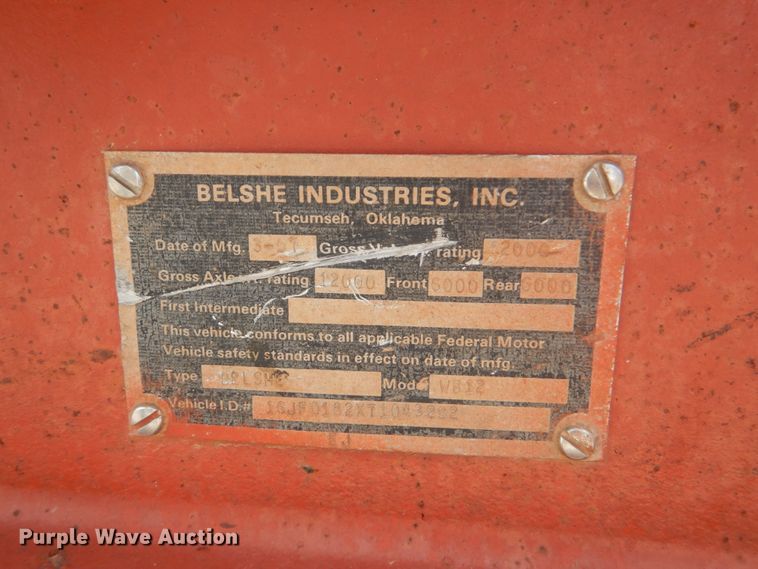 image for item FT9283 2007 Belshe WB12 utility trailer