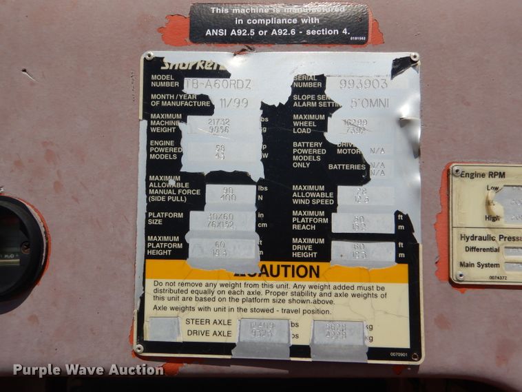 image for item GH9530 1999 Snorkelift TB60 boom lift