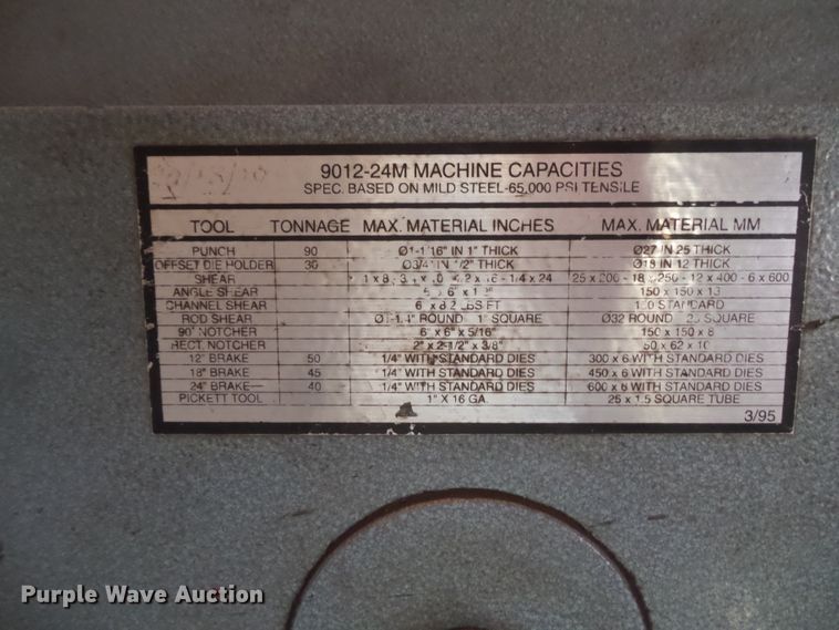 image for item FM9470 Scotchman 9012-24M punch press/metal shear