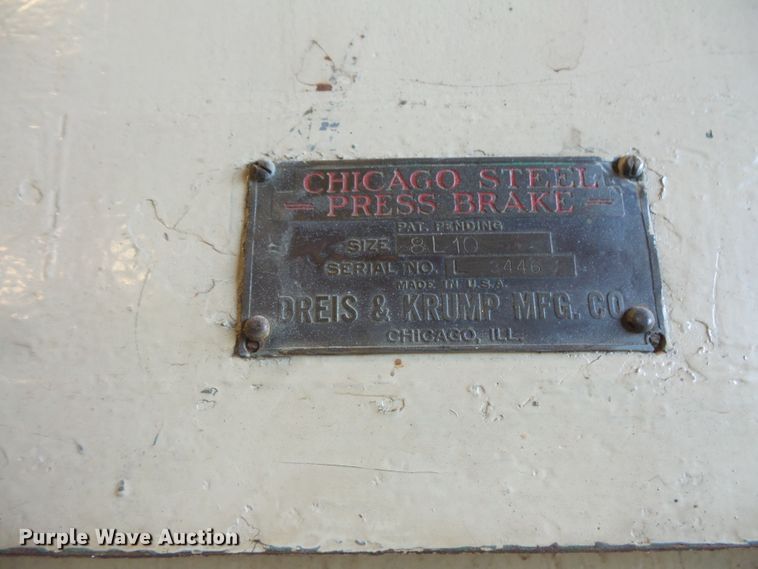 image for item FM9586 Chicago 8L10 steel press brake