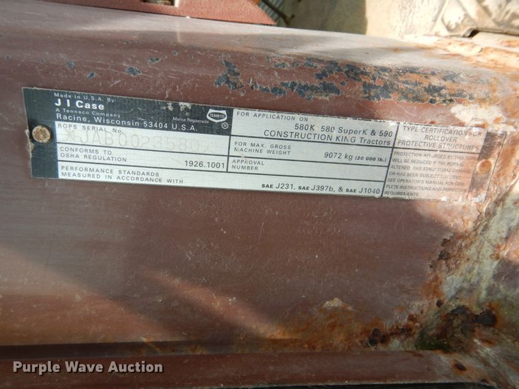 image for item FT9317 1989 Case 580 Super K backhoe