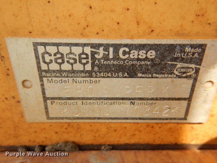 image for item FT9317 1989 Case 580 Super K backhoe
