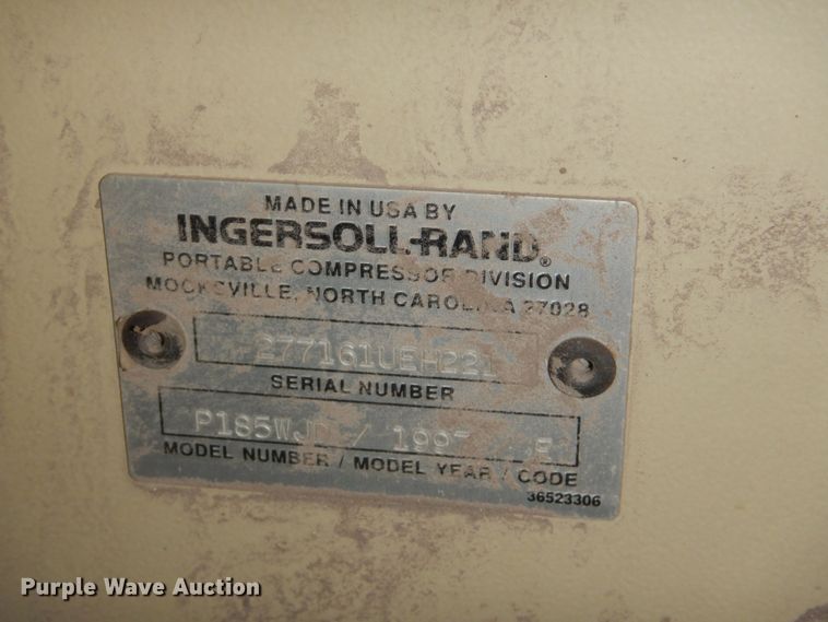 image for item FT9320 1997 Ingersoll Rand P185WJD air compressor