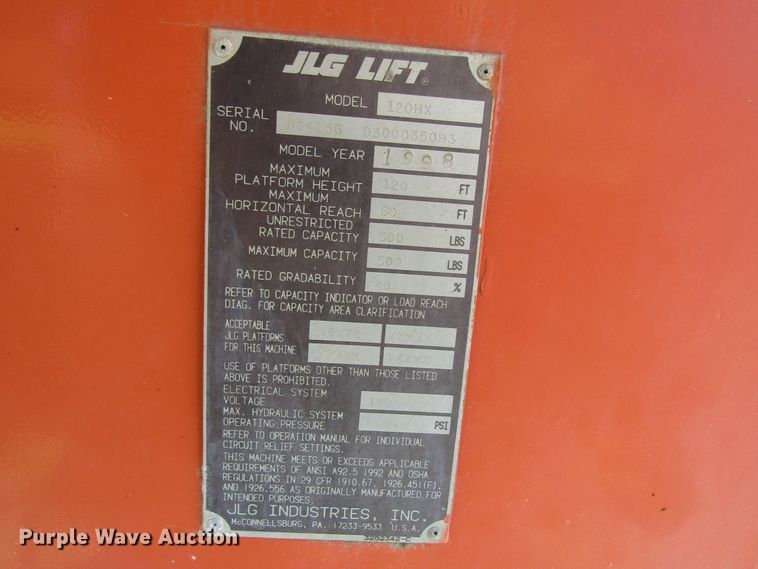 image for item FT9329 1998 JLG 120HZ boom lift