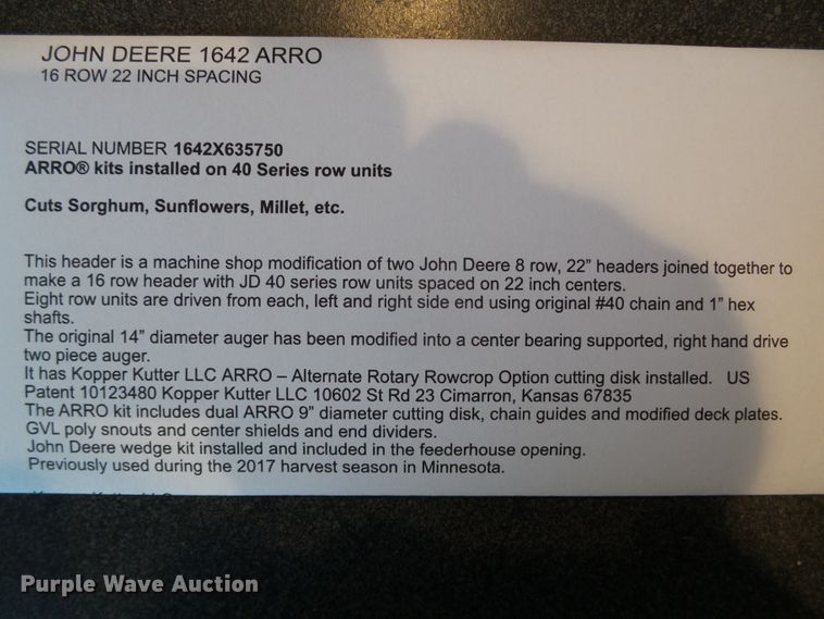 image for item DC5052 John Deere 1691 ARRO all-crop head