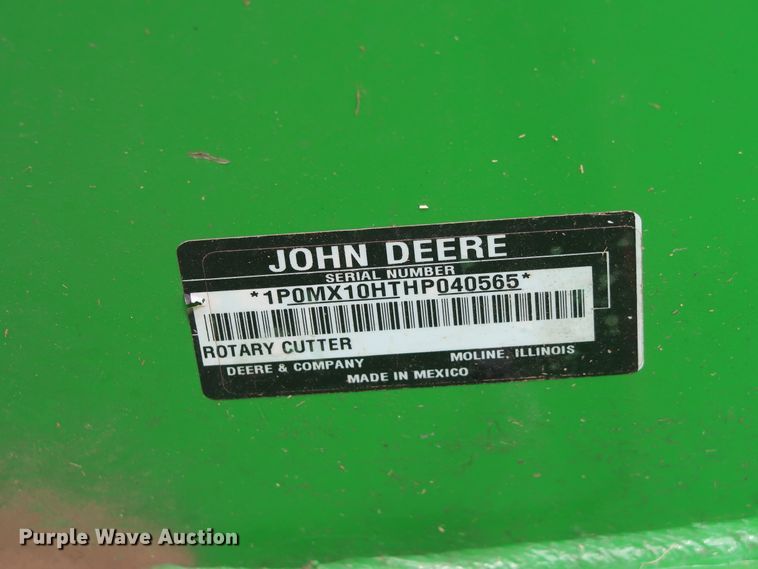 image for item DG4095 2017 John Deere MX10 rotary mower