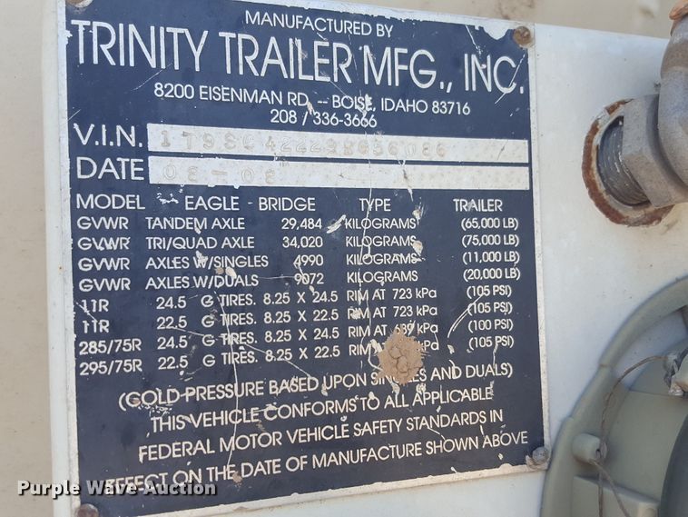 image for item FL9322 2009 Trinity live bottom trailer