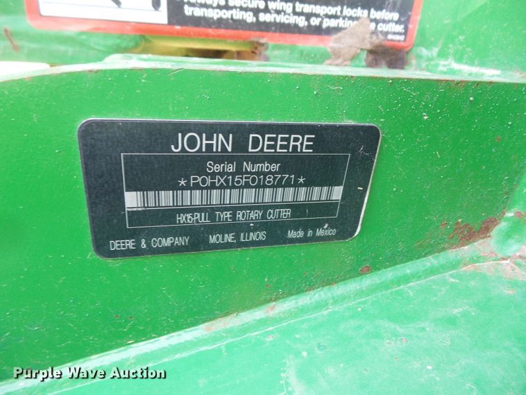 image for item FM9706 John Deere HX15 batwing rotary mower