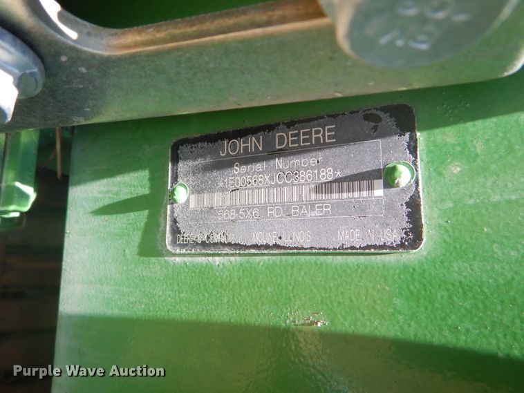 image for item FY9636 2012 John Deere 568  Mega Wide Plus round baler