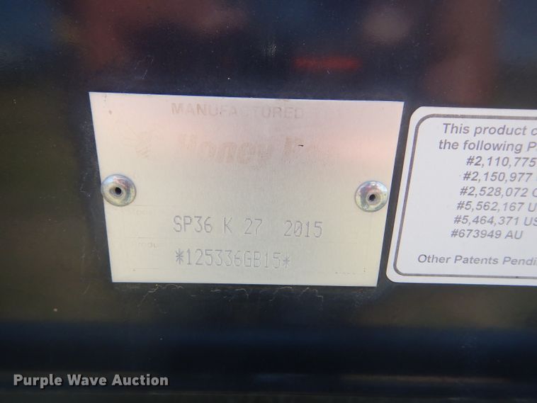 image for item FY9637 2015 Honey Bee SP36 Grain Belt rigid draper swather head