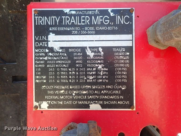 image for item DE5489 2013 Trinity Eagle Bridge belt trailer