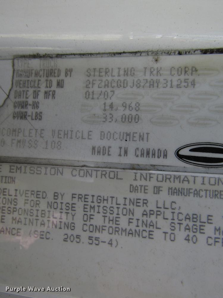 image for item DG1306 2007 Sterling Acterra semi truck