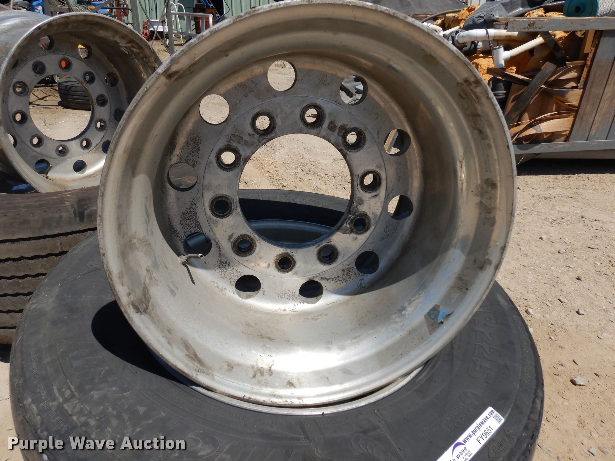 2) 445/50R22.5 super single tires and wheels in Russell, KS | Item FY9651  for sale | Purple Wave