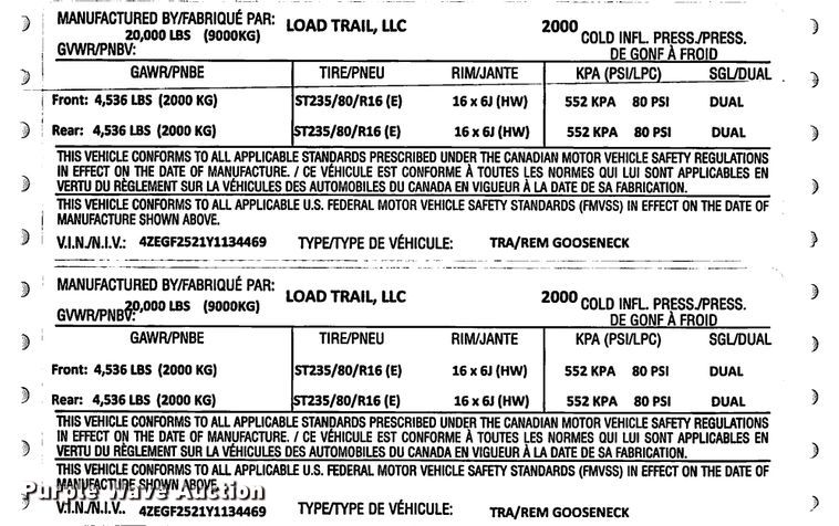 image for item DC5053 2000 Load Trail equipment trailer