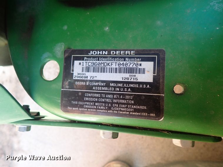 image for item DE0911 John Deere Z960M ZTR lawn mower