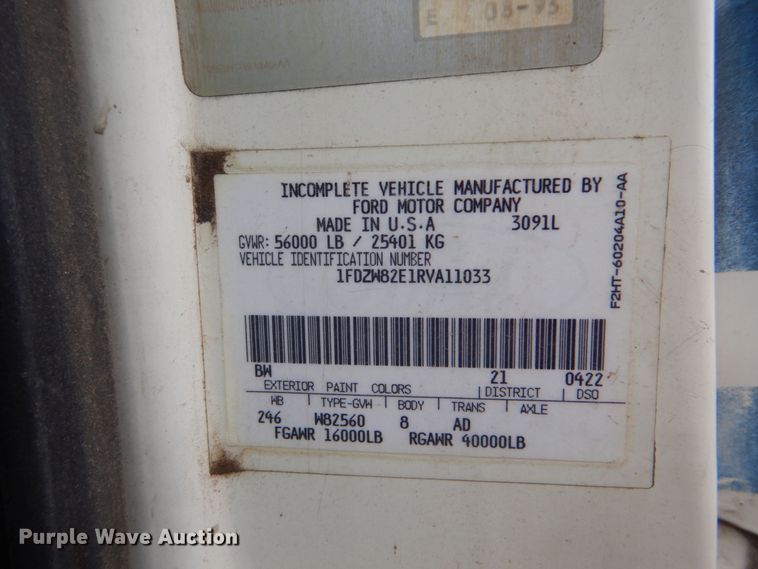 image for item DI2258 1994 Ford L8000 vacuum truck