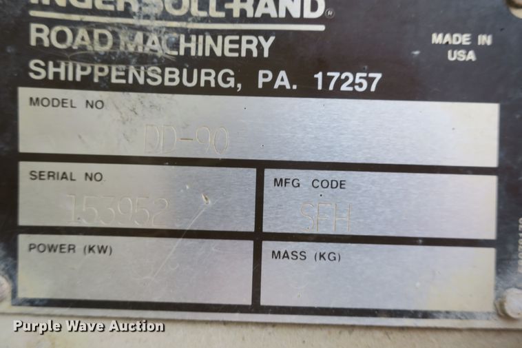 image for item DB10219 1998 Ingersoll Rand DD-90 double drum vibratory roller