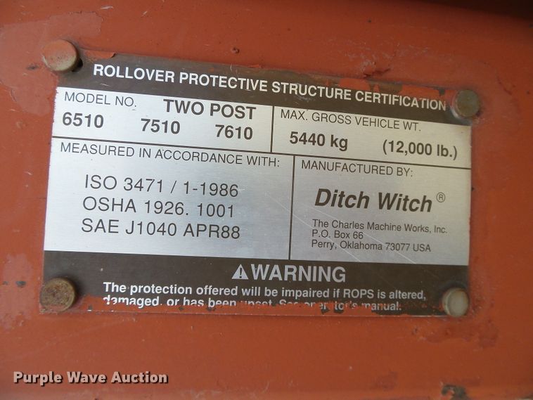 image for item DC5068 1996 Ditch Witch 7610 trencher