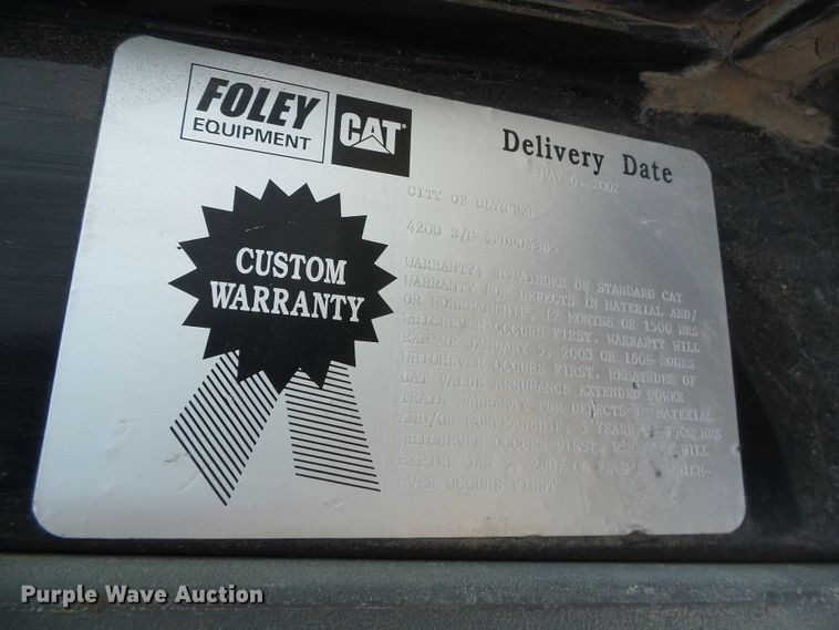 image for item DC5070 2002 Caterpillar 420D backhoe