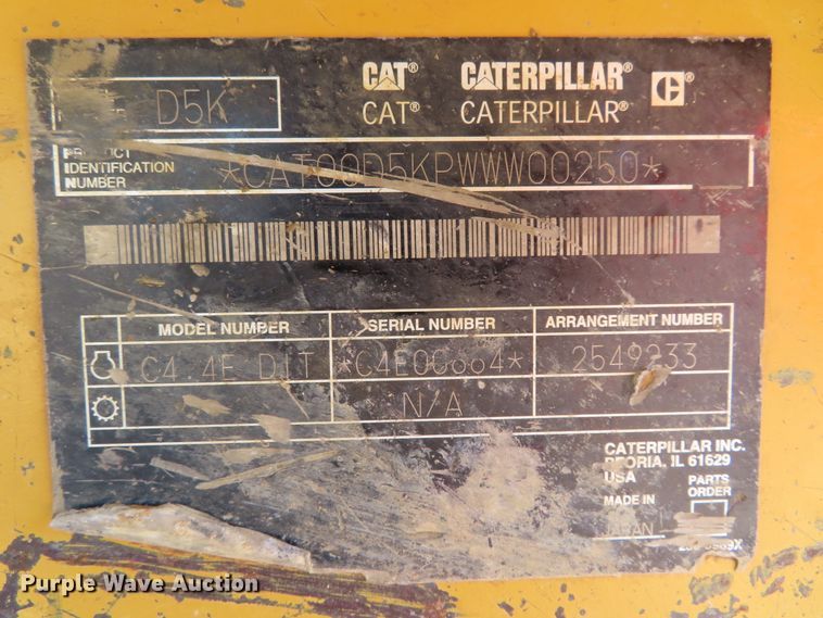 image for item DD6371 2008 Caterpillar D5K XL dozer