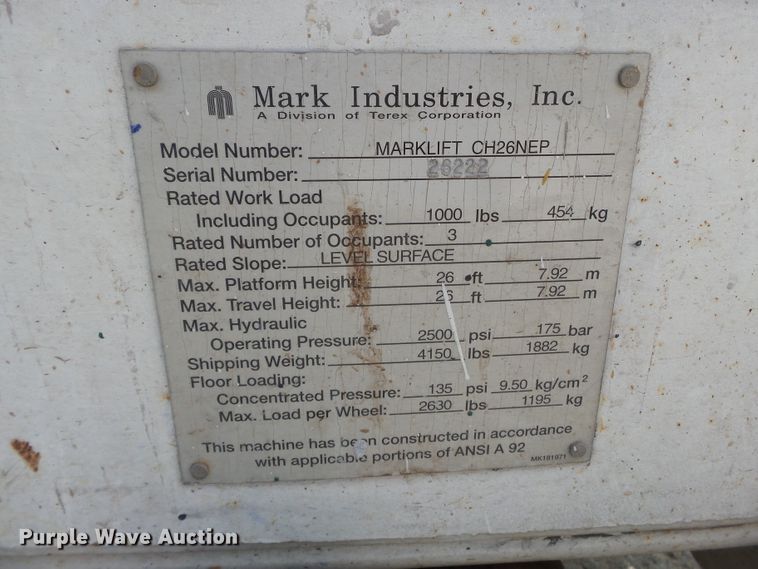 image for item DE7925 Mark Lift CH26NEP scissor lift