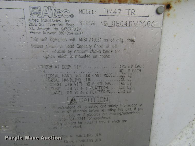 image for item DG1361 2004 Ford F750 Super Duty digger derrick truck