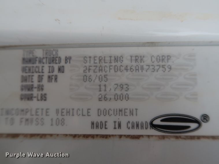 image for item FE9729 2006 Sterling Acterra service truck with crane