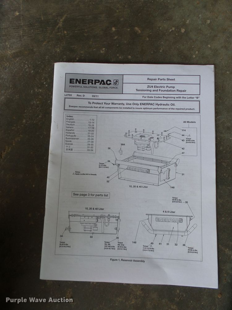 image for item FJ9211 Enerpac 350-7768 hydraulic power unit