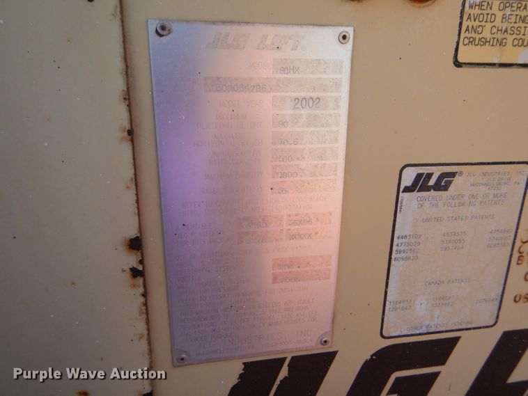 image for item FY9682 2002 JLG 80HX boom lift