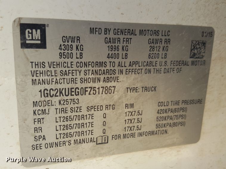 image for item FL9386 2015 Chevrolet Silverado 2500 Double Cab pickup truck