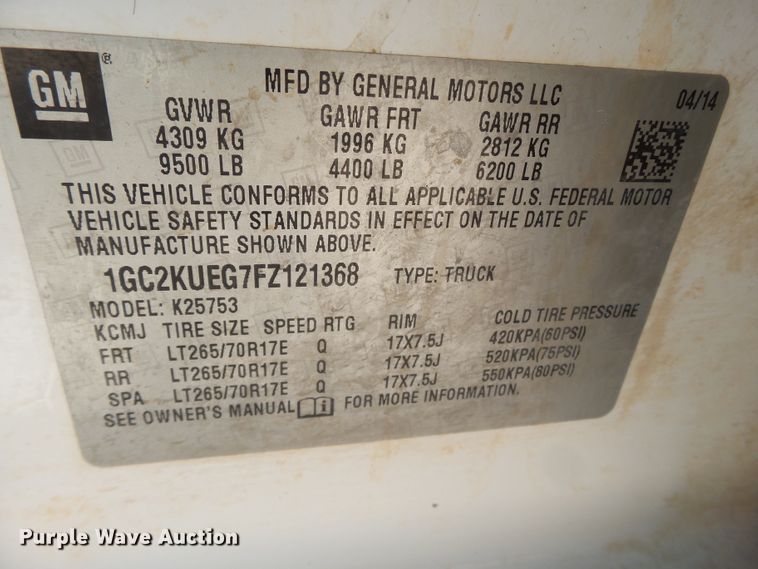 image for item FL9387 2015 Chevrolet Silverado 2500 Double Cab pickup truck