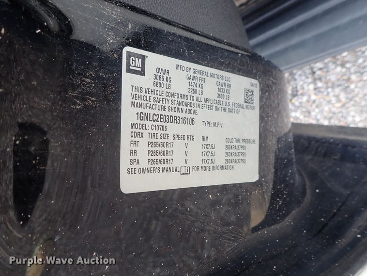 image for item DE0864 2013 Chevrolet Tahoe Police SUV