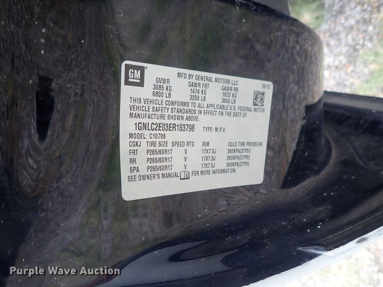 image for item DE0865 2014 Chevrolet Tahoe Police SUV