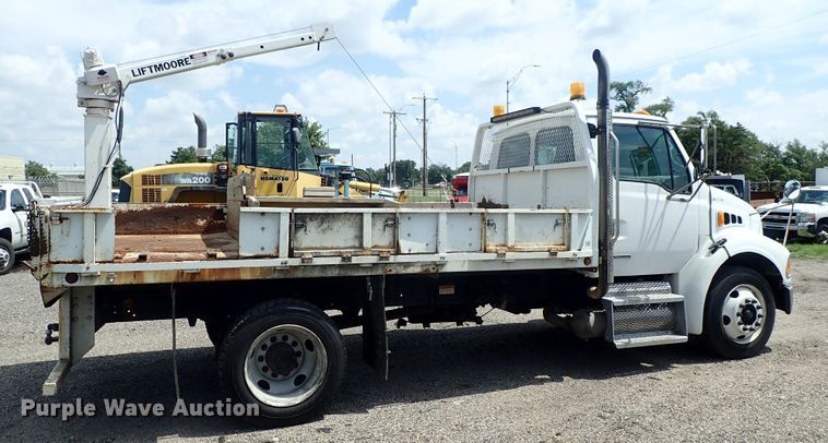 image for item DE0869 2008 Sterling Acterra flatbed truck with crane