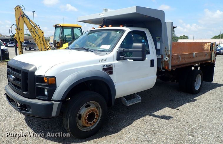 image for item DE0870 2008 Ford F450 Super Duty XL flat dump bed truck with crane