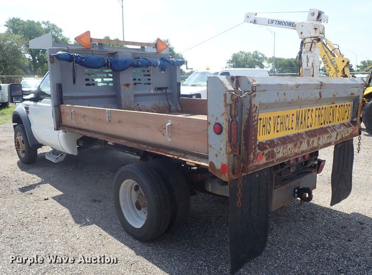 image for item DE0870 2008 Ford F450 Super Duty XL flat dump bed truck with crane