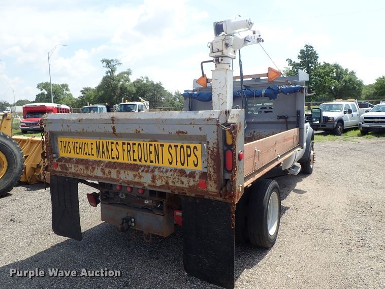 image for item DE0870 2008 Ford F450 Super Duty XL flat dump bed truck with crane