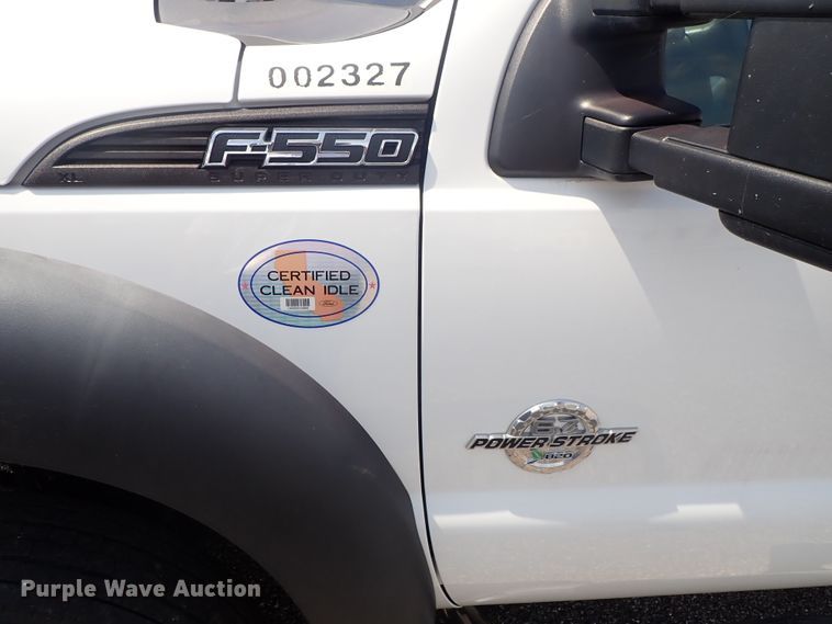 image for item DE0872 2011 Ford F550 Super Duty XL SuperCab utility bed truck with crane