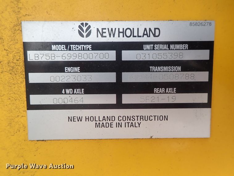 image for item DE0884 2005 New Holland LB75B backhoe