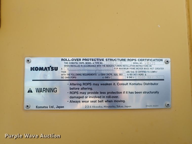 image for item DE0885 2007 Komatsu WA200-5 wheel loader